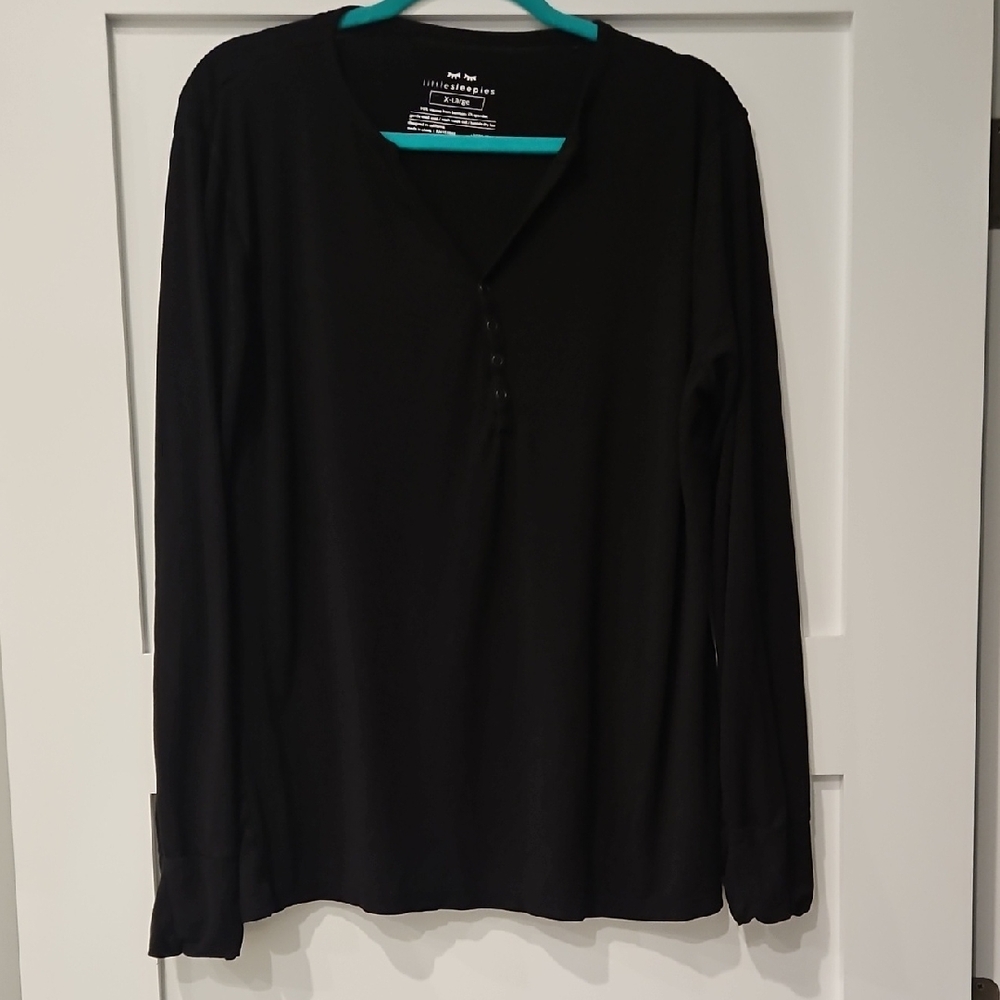 Woman's, LITTLE SLEEPIES, Black Long Sleeve Top, size: XL